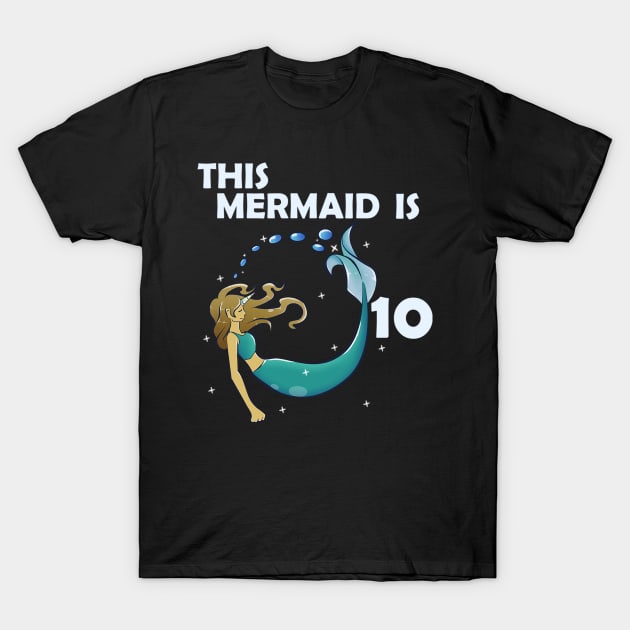 10th Birthday Mermaid T-Shirt by KawaiiForYou